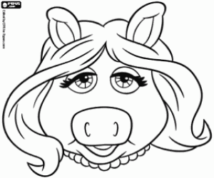 Het masker van Miss Piggy kleurplaat