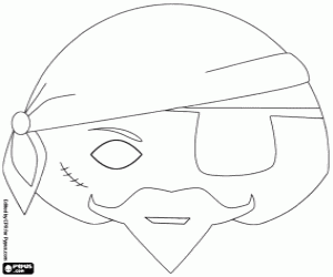 Masker van piraat met hoofddoek kleurplaat