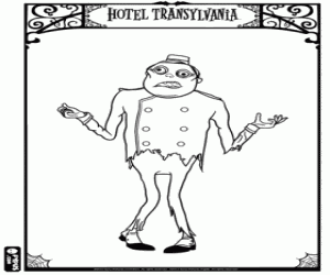 Een medewerker van het Hotel Transsylvanië kleurplaat