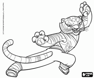 Meester Tigress in een aanval kleurplaat