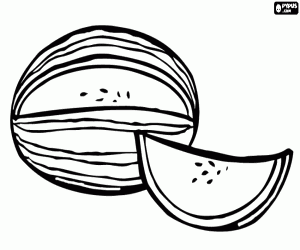 Een meloen, een verfrissende fruit kleurplaat