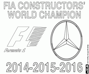 Mercedes, F1 kampioen 2014-15-16 kleurplaat