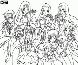 Mermaid Melody protagonisten kleurplaat