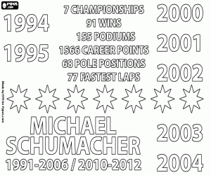  Michael Schumacher, 7 F1-titels kleurplaat