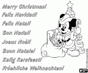 Mickey Mouse kerstkaart kleurplaat