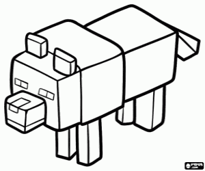 Minecraft Wolf kleurplaat