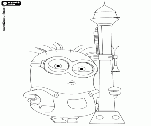 Minion met missile launcher kleurplaat