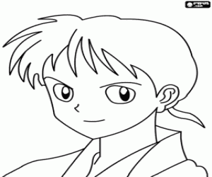 Miroku, een Inuyasha karakter kleurplaat