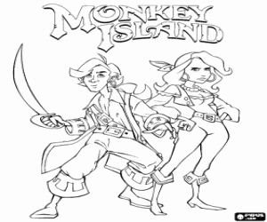 Monkey Island, een video spel kleurplaat
