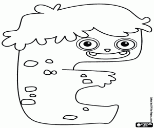 Monster van de letter E kleurplaat