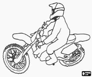 Motocross fiets met piloot, Moto-X kleurplaat