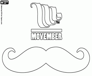 Movember, logo en een snor kleurplaat