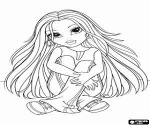 Moxie Girlz zittend op de vloer kleurplaat