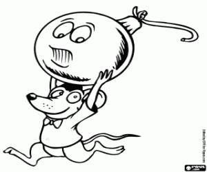 Een muis en kerst bal kleurplaat