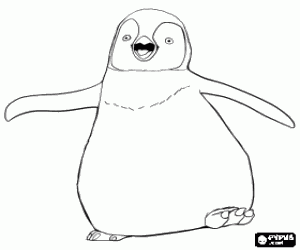 Mumble, de danser pinguïn kleurplaat