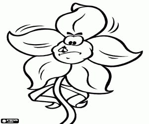 Een narcissus met een insect kleurplaat