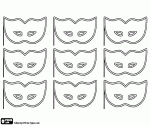 Negen maskers voor Carnaval kleurplaat
