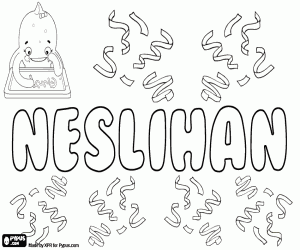Neslihan, Turkse naam voor meisje kleurplaat