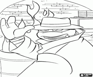 Een ninja schildpadden met een regenjas kleurplaat