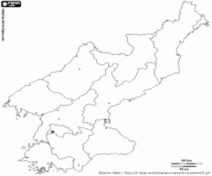 Noord-Korea kaart kleurplaat