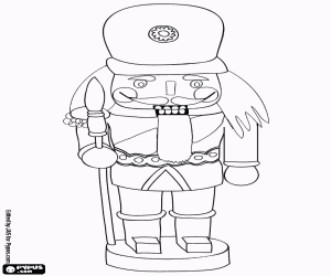 Een Notenkraker, een soldaat met speer kleurplaat