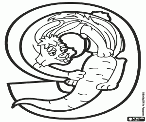 Nummer negen, konijnen en wortel kleurplaat