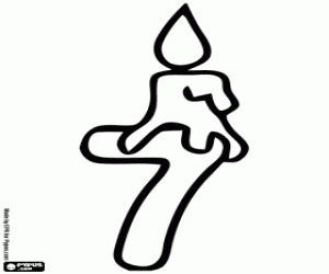 Nummer zeven en de verlichte kaars kleurplaat