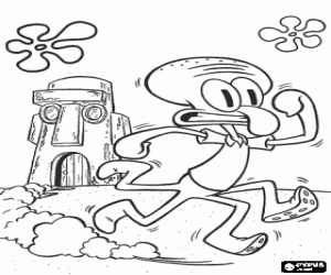 Octo Tentakels loopt weg van huis kleurplaat