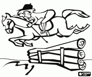 Oefening in het springen op de ruitersport kleurplaat