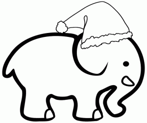Een olifant met een hoed van Kerstmis kleurplaat