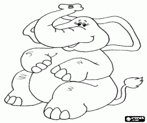 Olifant zittend op de vloer kleurplaat