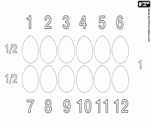 Om te tellen tot twaalf eieren, een dozijn kleurplaat