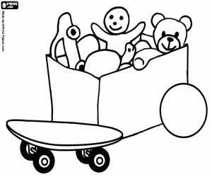 Een open doos van speelgoed kleurplaat