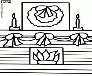 Open haard met Kerstmis slingers kleurplaat