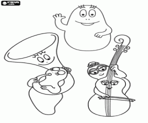 Het orkest van de Barbapapa kleurplaat