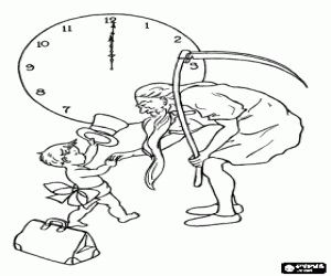 Oud jaaren nieuw jaar, een baby kleurplaat