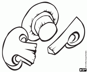 Een paar gesneden champignons kleurplaat