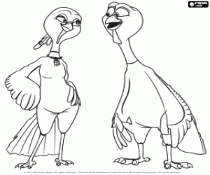 Een paar van kalkoenen Jenny en Reggie kleurplaat