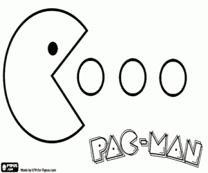 Pac-Man eet ballen met het logo kleurplaat