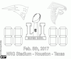 Patriots vs Falcons, Super Bowl 2017 kleurplaat