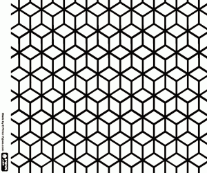 Patroon, kubussen in isometrische weergave kleurplaat