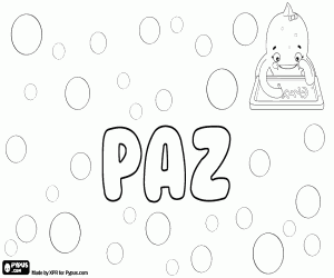 Paz, naam in het Spaans kleurplaat