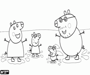 Peppa Big familie en de plassen kleurplaat