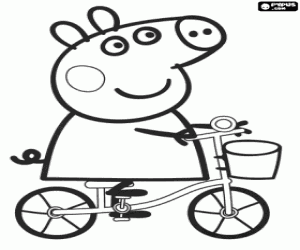 Peppa varken paardrijden haar fiets kleurplaat