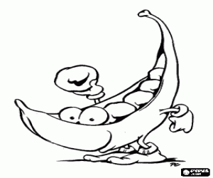 Een peul van erwten kleurplaat