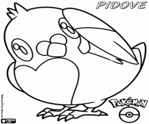 Pidove, een zwart-wit pokemon kleurplaat