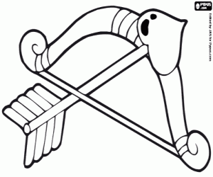 Pijl en boog van Cupid kleurplaat
