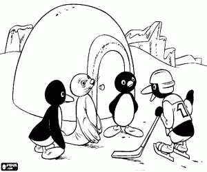 Pingu met zijn vrienden kleurplaat