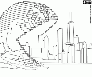Pixels, Pac-Man aanvallen een stad kleurplaat