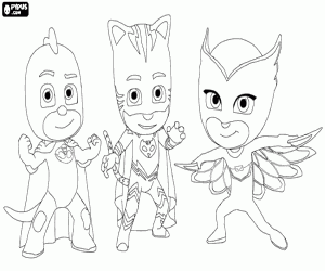 PJ Masks superhelden team kleurplaat